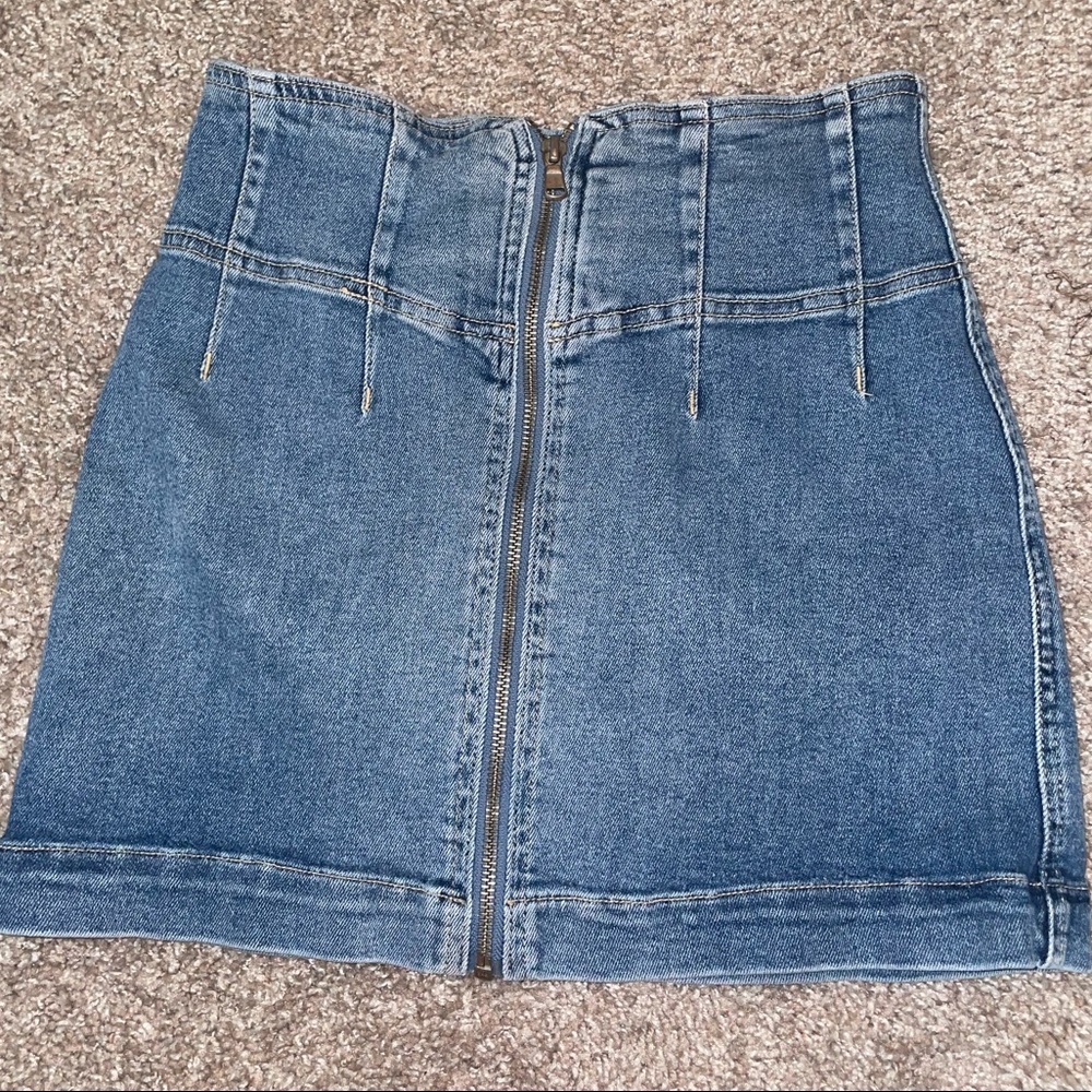 Free People Jean Zipper Mini Skirt